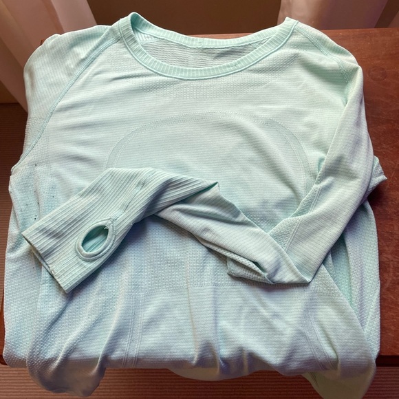 Lululemon size 10 long sleeve swiftly tech teal - Picture 1 of 3